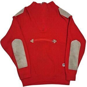 Vintage Monod Sports 80's Sweater Jacket Anorak Pocket Wool Banff Canada Red Lrg